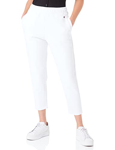 Champion Damen Legacy American Classics Stretch Interlock Crop High Waisted Relaxed Trainingshose, Weiß, S von Champion