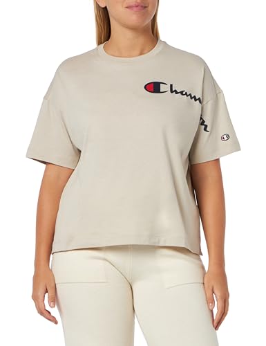 Champion Damen Legacy American Classics W-Big Logo Light Cotton Jersey S-s Oversized Crewneck T-Shirt, Silber grau, Small von Champion