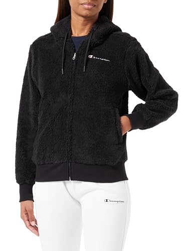 Champion Damen Legacy American Classics W-Bonded Polar Teddy Full Zip Kapuzenpullover, Schwarz, L von Champion