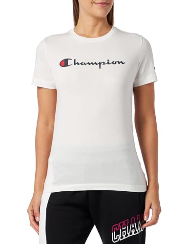 Champion Damen Legacy American Classics W-Light Cotton Jersey S-s Regular Crewneck T-Shirt, Off White, Small von Champion