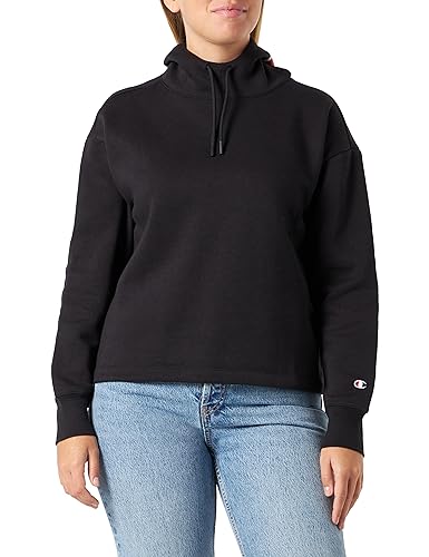 Champion Damen Legacy American Classics W-Light Powerblend Fleece Boxy Kapuzenpullover, Schwarz, M von Champion