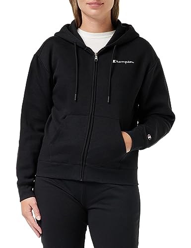 Champion Damen Legacy American Classics W-Light Powerblend Fleece Oversized Full Zip Kapuzenpullover, Schwarz, L von Champion