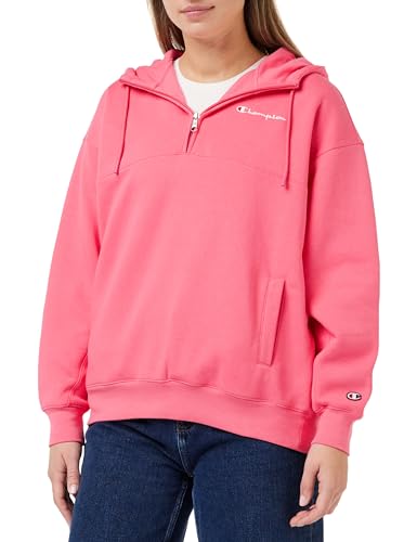 Champion Damen Legacy American Classics W-Light Powerblend Fleece Oversized Half Zip Kapuzenpullover, Fluo Pink, L von Champion