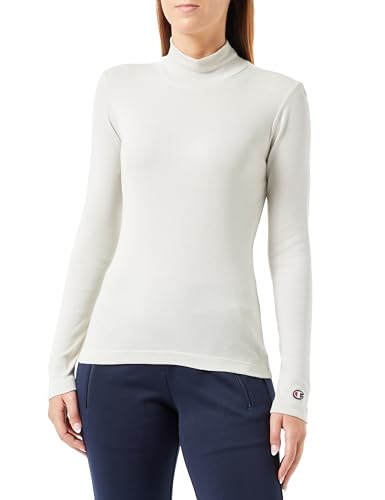 Champion Damen Legacy American Classics W-Soft Cotton 1x1 Rib L-s Slim High-Neck Langarmshirt, Silber grau, Small von Champion