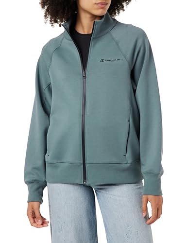 Champion Damen Legacy American Tech W-Stretch Polycotton Interlock High-Neck Full Zip Sweatshirt, Zinngrau, 46 von Champion