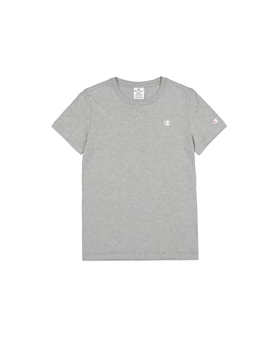 Champion Damen Legacy Basics W-Light Cotton Jersey S-s Regular Crewneck T-Shirt, Hellgrau meliert, Large von Champion