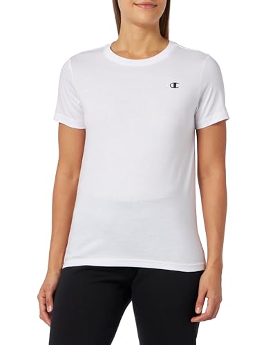 Champion Damen Legacy Basics W-Light Cotton Jersey S-s Regular Crewneck T-Shirt, Weiß, Large von Champion