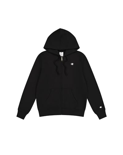 Champion Damen Legacy Basics W-Light Powerblend Fleece Full Zip Kapuzenpullover, Schwarz, L von Champion