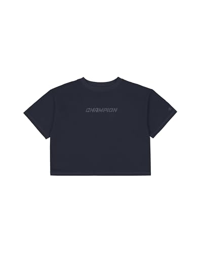 Champion Damen Legacy C-tech W (117481) -Fine Stretch Jersey Tonal Logo Boxy Ss Crewneck T-Shirt, Schwarz (KK001), L von Champion