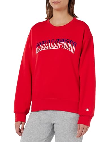 Champion Damen Legacy Color Punch W-Light Powerblend Fleece Crewneck Sweatshirt, Rot CRD, L von Champion
