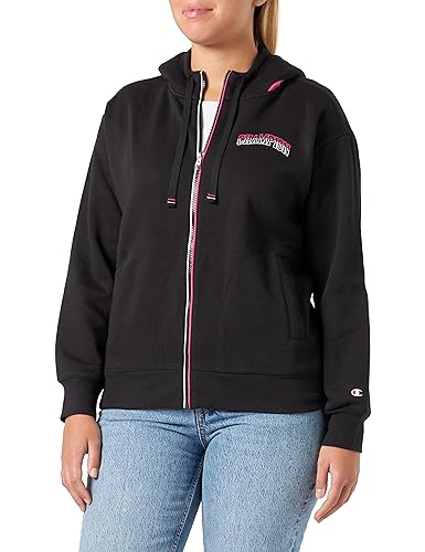 Champion Damen Legacy Color Punch W-Light Powerblend Fleece Full Zip Kapuzenpullover, Schwarz, S von Champion