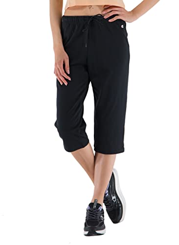 Champion Damen Legacy Easywear 2.0 Pro-Jersey 3/4 Drawstring Trainingshose, Nero, L von Champion