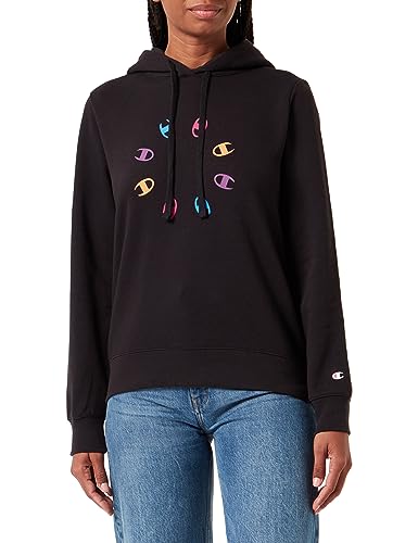 Champion Damen Legacy Graphic Shop W-Light Powerblend Fleece Kapuzenpullover, Schwarz, M von Champion