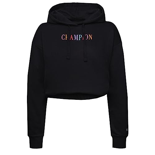 Champion Damen Legacy Graphics Powerblend Crop Boxy Kapuzenpullover, Schwarz, M von Champion