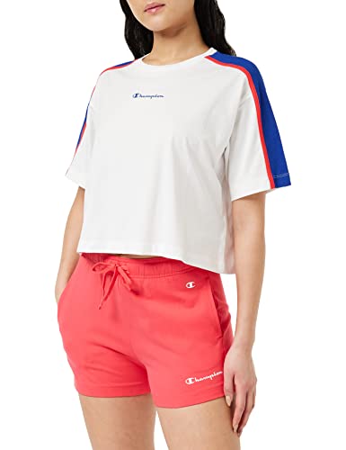 Champion Damen Legacy Heritage Block Croptop Boxy S/S T-Shirt, Weiß, Medium von Champion