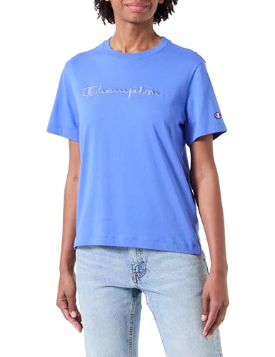 Champion Damen Legacy Icons Tonal Logo W-Relaxed S/S Crewneck T-Shirt, Jeansblau, X-Small von Champion