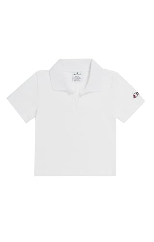 Champion Damen Legacy Icons Tonal Logo W-Soft Cotton 1x1 Rib Crop Slim Tank S/L Polohemd, Weiß, Medium von Champion