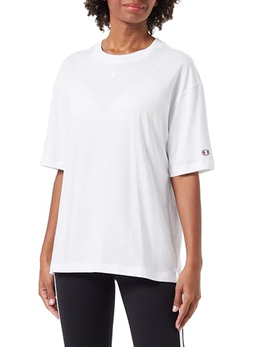 Champion Damen Legacy Icons Tonal W-Oversized C-Logo S/S Crewneck T-Shirt, Weiß, Medium von Champion