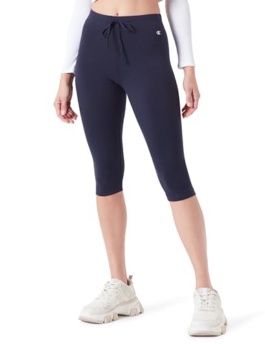 Champion Damen Legacy Icons W-Cotton Lycra 3/4 Leggings, Marineblau, XL von Champion