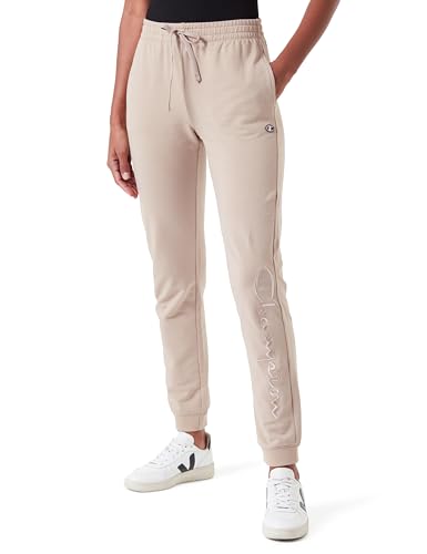 Champion Damen Legacy Icons W-Light Stretch Terry Script Logo Rib Cuff Trainingshose, Hellbraun, M von Champion