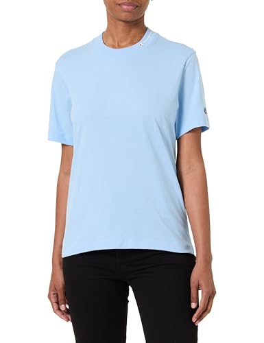 Champion Damen Legacy Icons W-Relaxed Back Logo S/S Crewneck T-Shirt, himmelblau, Large von Champion