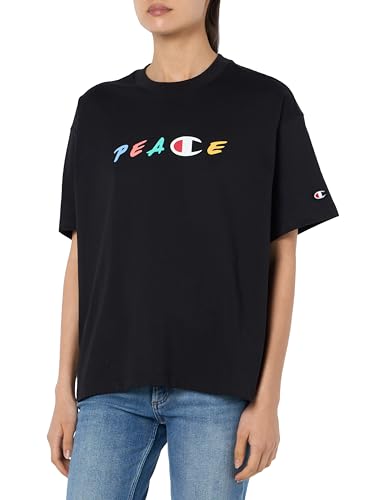Champion Damen Legacy Icons W-Relaxed Graphic S/S Crewneck T-Shirt, Schwarz, Large von Champion