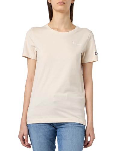 Champion Damen Legacy Icons W-Small Script Logo S/S Crewneck T-Shirt, Elfenbein, Medium von Champion
