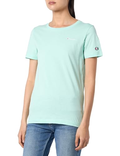 Champion Damen Legacy Icons W Small Script Logo S/S Crewneck T-Shirt, Pastellblau, X-Large von Champion