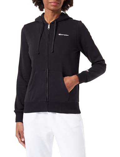 Champion Damen Legacy Icons W-Spring Terry Small Script Logo Full Zip Kapuzenpullover, Schwarz, L von Champion