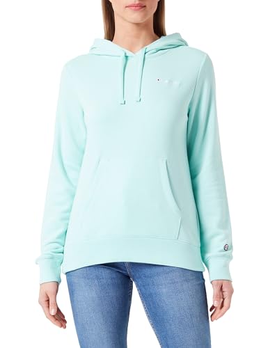 Champion Damen Legacy Icons W-Spring Terry Small Script Logo Kapuzenpullover, Pastellblau, XL von Champion