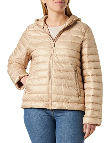 Champion Damen Legacy Outdoor Small Logo Hooded Wattierte Jacke, Braun Taupe, L von Champion