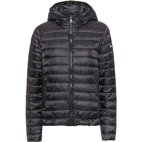 Champion Damen Legacy Outdoor-Small Logo Hooded Wattierte Jacke, Nero, S von Champion