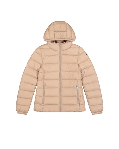 Champion Damen Legacy Outdoor W (117568) -Wr Light Nylon Cirè 35gr C-Logo Hooded Gefütterte Jacke, Braun (MS079), S von Champion