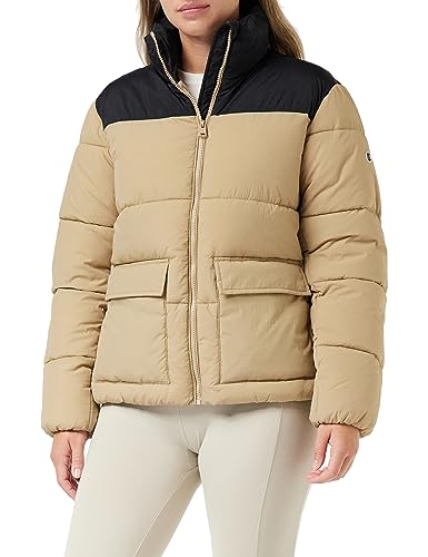 Champion Damen Legacy Outdoor W Crickle Nylon High-Neck Gepolsterte Jacke, Sandbraun/Schwarz, M von Champion