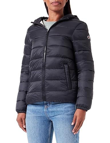 Champion Damen Legacy Outdoor W-Light Nylon W/R Hooded Gepolsterte Jacke, Schwarz, M von Champion