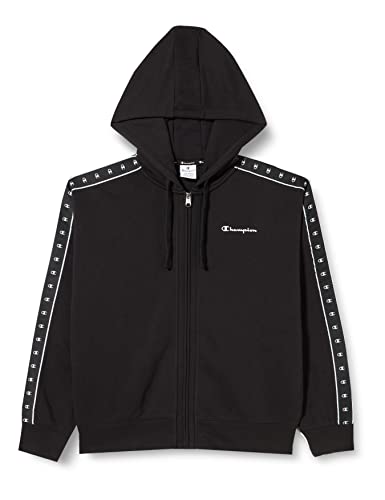 Champion Damen Legacy Tape 2.0 Powerblend Regular Full Zip Kapuzenpullover, Schwarz, S von Champion