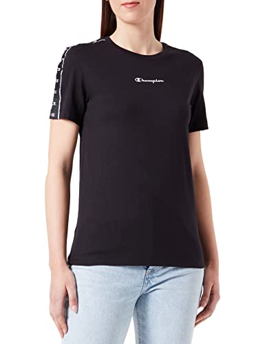 Champion Damen Legacy Tape 2.0 S/S T-Shirt, Schwarz, Medium von Champion