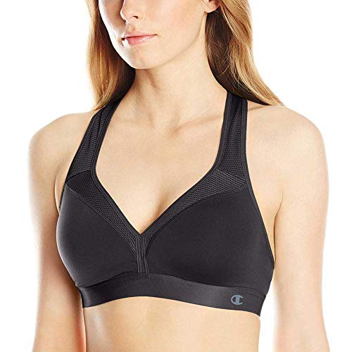 Champion Damen Med Support Curvy mit eingenähter Tasse Sport-BH, Undurchsichtige, Schwarz, X-Large von Champion