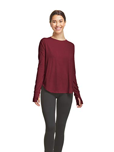 Champion Damen Modisches Langarm-T-Shirt, Rot/Ausflug, einfarbig (Getaway Solids), X-Small von C9 Champion