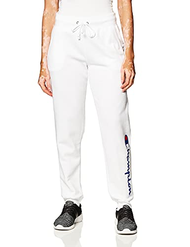 Champion Damen Powerblend Joggers, Script Logo Trainingshose, Weiß-y07459, S von Champion