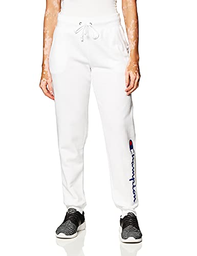 Champion Damen Powerblend Jogger, Script Logo Trainingshose, White-y07459, Groß von Champion