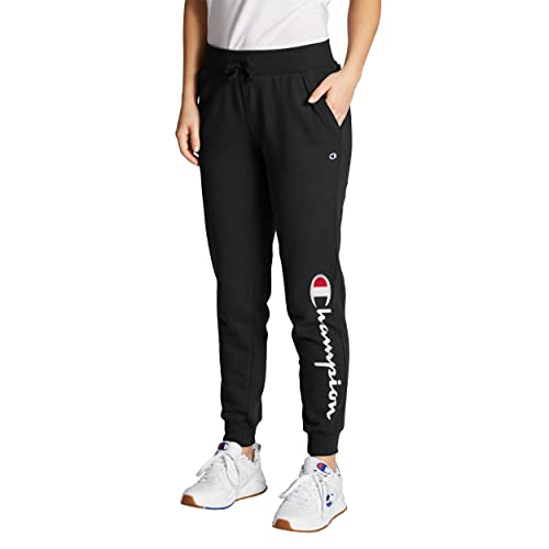Champion Damen Powerblend Jogger, 29" Trainingshose, Schwarz Graphic, X-Klein von Champion
