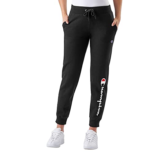 Champion Damen Powerblend Jogger, Script Logo Hose, Schwarze Schrift, L von Champion