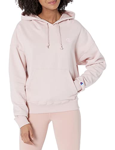 Champion Damen Powerblend Relaxed Hoodie f r Damen, Kapuzen-Sweatshirts f r Damen, C-Logo, Durchsichtiges hellrosa C-Logo, M von Champion