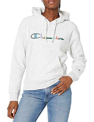 Champion Damen Reverse Weave Relaxed Hoodie (Farben im Ruhestand) Kapuzenpullover, Gfs Silver Grey Small Script, 32 von Champion