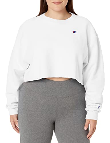 Champion Damen Cropped Reverse Weave Crew, Left Chest C Sweatshirt, Weiß-549302, XS von Champion