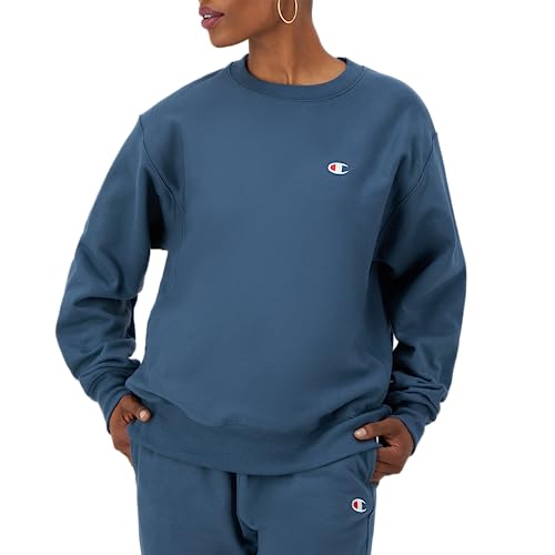 Champion Damen Reverse Weave Boyfriend Crew (Ruhefarben), Metallic-Blaugrün, linke Brust, C, S von Champion