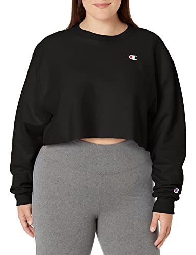 Champion Damen Reverse Weave Cropped Cut Off Crew Sweatshirt, Schwarz, 46 von Champion