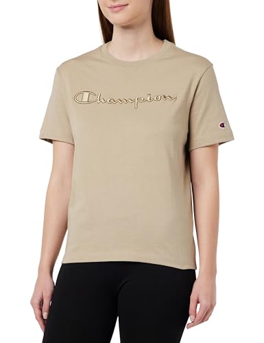 Champion Damen Rochester 1919-Champion Logo Crewneck S-s T-Shirt, sandbraun, X-Small von Champion