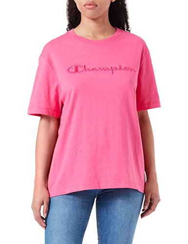 Champion Damen Rochester 1919 Logo Crewneck S-s T-Shirt, Fuchsia (Fpl), Small von Champion